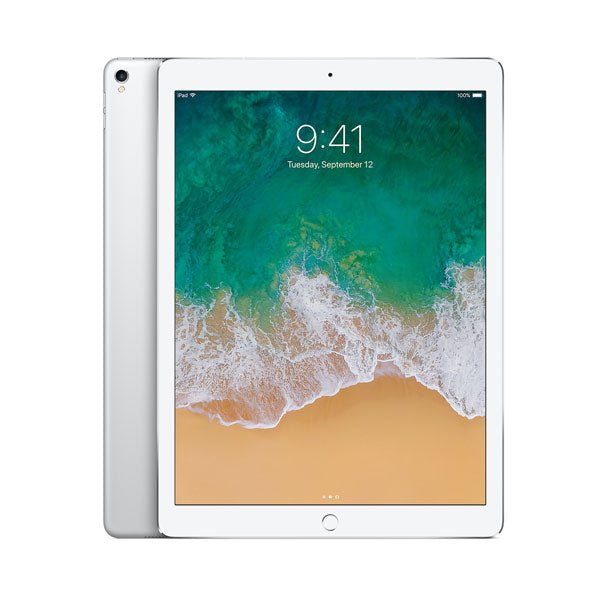 Refurbished iPad Pro 12.9-inch 2017 tablet by RefurbPhone, showing the screen and sleek silver design with 256GB storage capacity