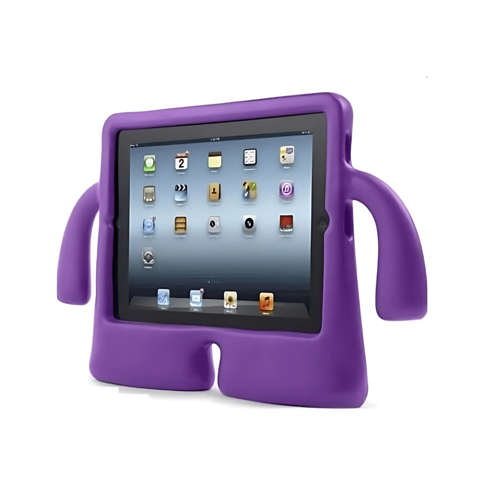 Purple iPad Air 11-inch kids' case with built-in shockproof handles by Phone Base, featuring a durable and playful design.