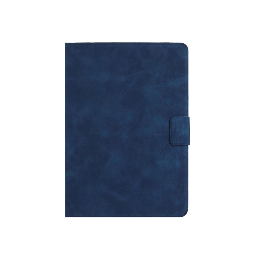 Navy leather iPad Mini book flip case with wallet style design, magnetic closure, by Phone Base, showing front view with open cover