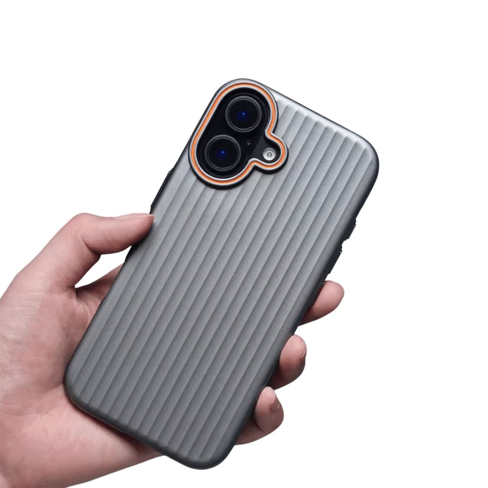 Blue iPhone 16 Series Vibe Cladding Case by Phone Base, providing stylish protection for the smartphone.
