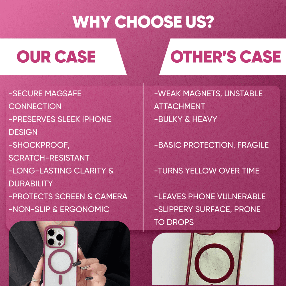 Wine red Phone Base Vibe MagSafe Case for iPhone 15 and 16 Pro Max, showing sleek protective design in close-up image.