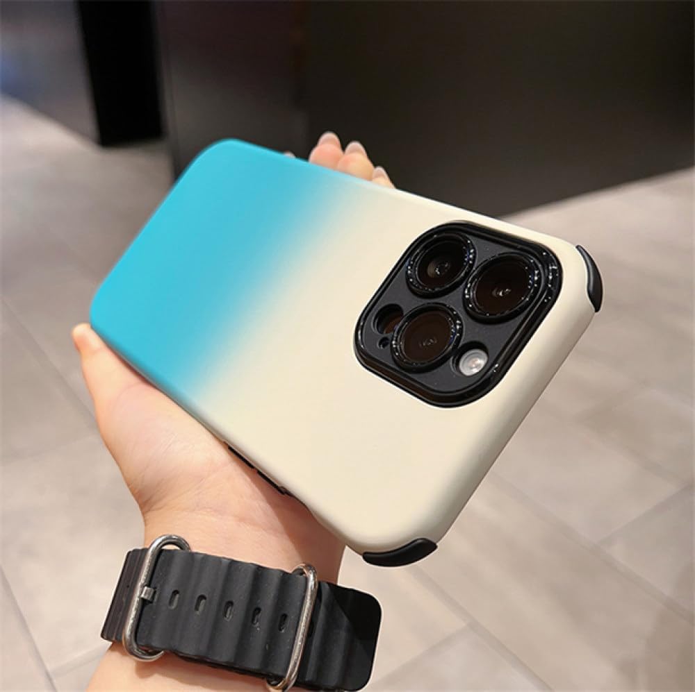 Blue and white iPhone 14 Series 2-piece colour gradient case by Phone Base, showing front and back design protection.
