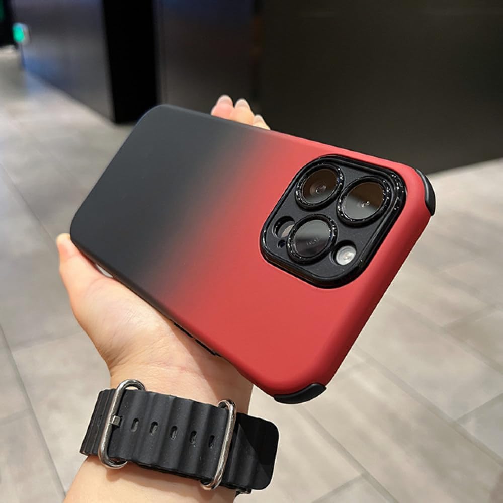 Red and black two-piece colour gradient case for iPhone 14 series by Phone Base, showing the sleek design and material details.