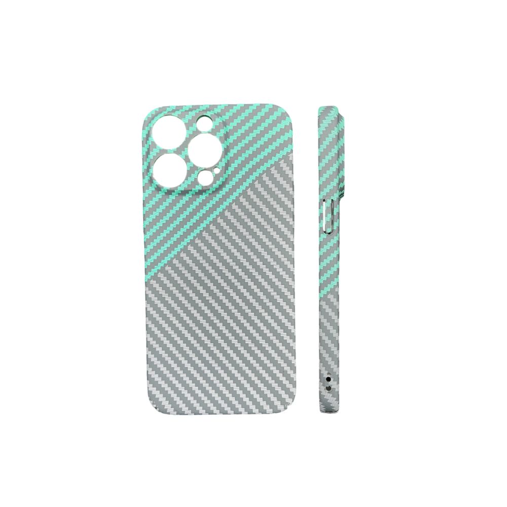 Green iPhone Ultra Thin Carbon Fiber Texture Minimal ShockProof Case by Phone Base, showcasing sleek design and durable material.