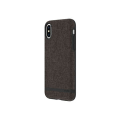 Incipio hard case for iPhone X/XS in charcoal color, showing a rugged protective design on a sleek phone.