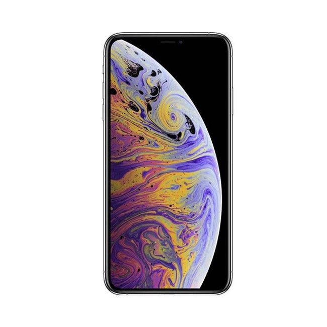 RefurbPhone iPhone XS 256GB unlocked mobile phone with sleek design and silver finish, front and back views visible.