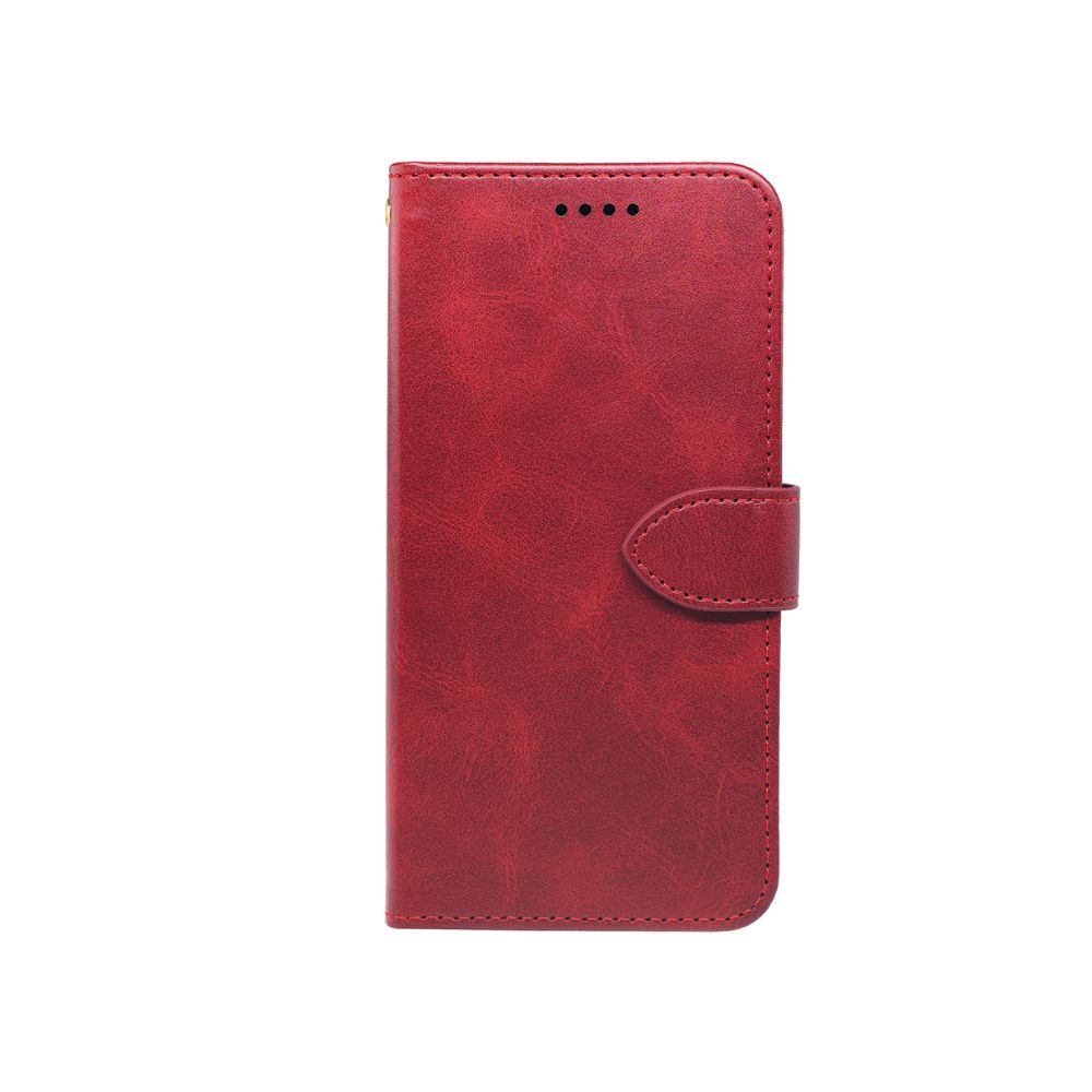 Leather wallet flip case for iPhone 14 series by Phone Base, showing the front cover and interior slots for cards.