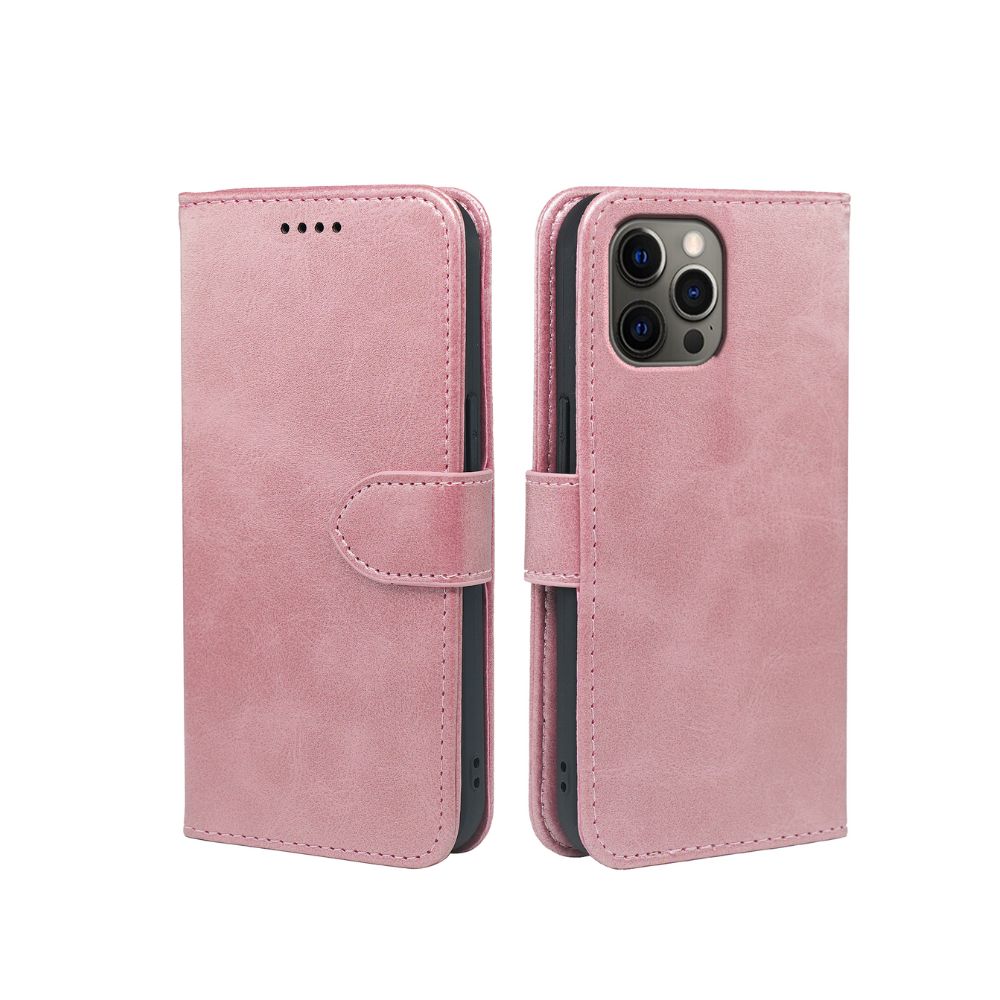 Leather wallet flip case for iPhone 14 series by Phone Base, featuring a book-style design with card slots and protective cover.