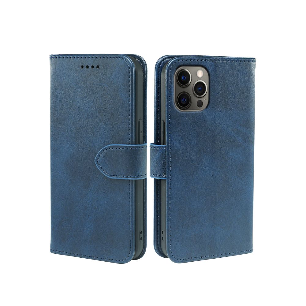 Rose gold iPhone 14 series book flip leather wallet case by Phone Base with card slots and magnetic closure.