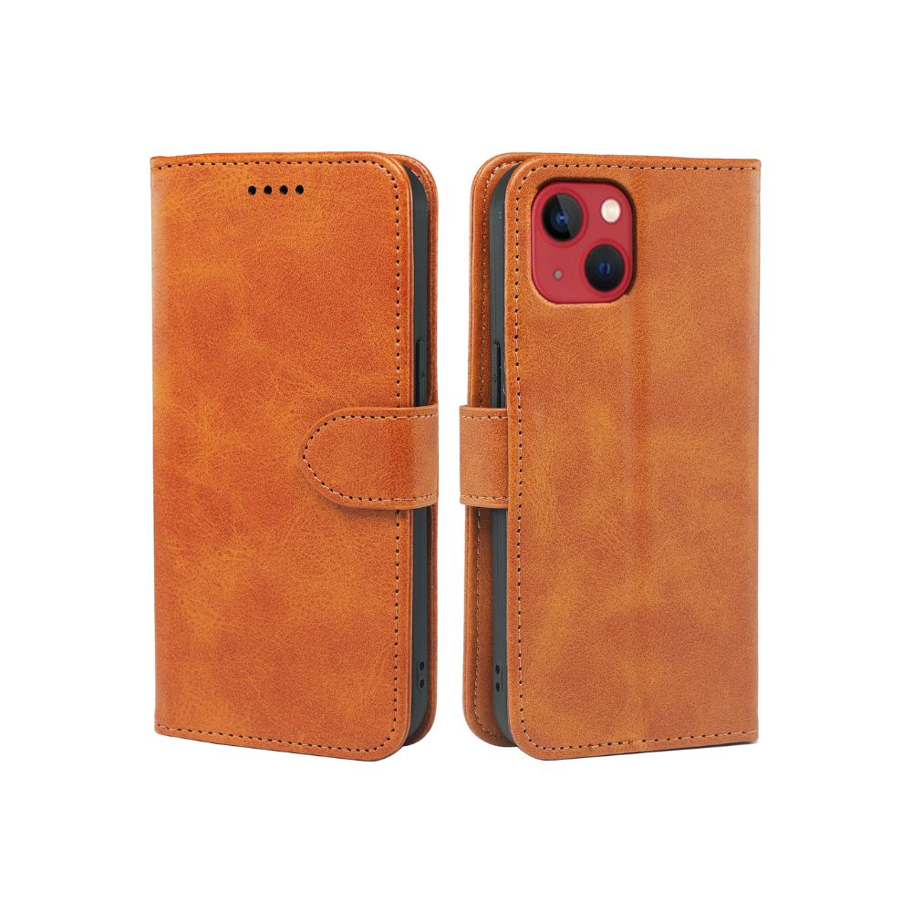Leather wallet book flip case for iPhone 13 series by Phone Base with card slots and protective cover.