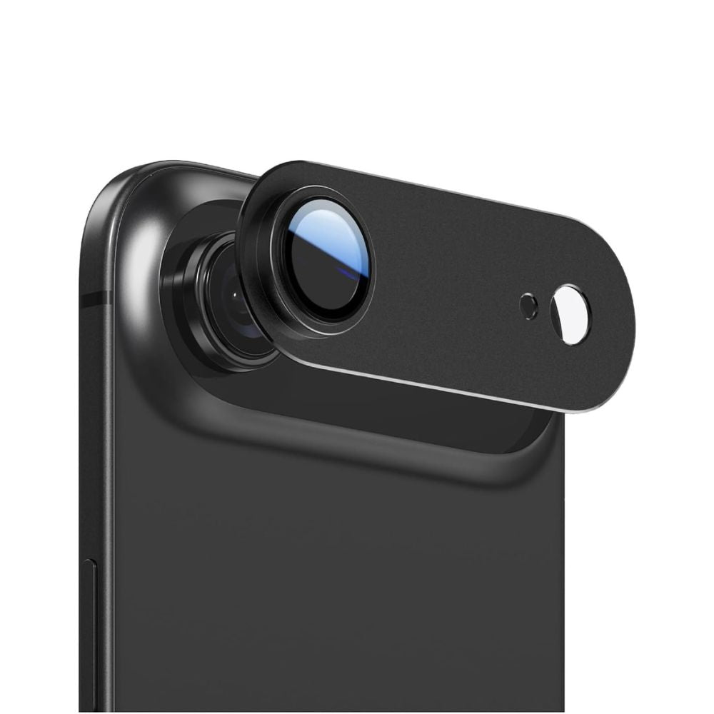 Black iPhone 17 series full camera lens protector by Phone Base, made of metal to shield the camera lenses.