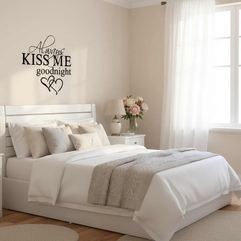 Kiss Me Goodnight Removable Wall Sticker – Couples Decor