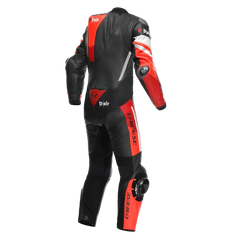 MISANO 3 Perforated 1PC LEATHER SUIT BLACK/RED/FLUO-RED