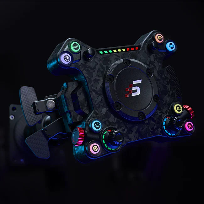 Simagic NEO X Hub modular DIY steering wheel button hub for racing simulators, showing multiple button mounts and sleek black design.