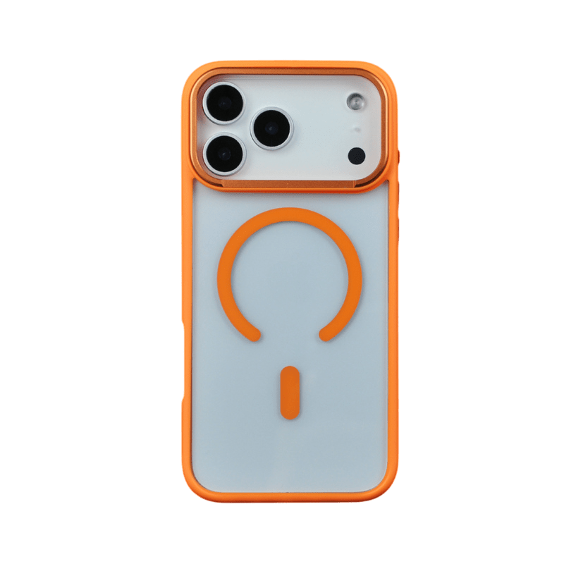 Orange Honor MagSafe case for iPhone 17 Series by Phone Base, showcasing its sleek design and secure magnetic attachment.