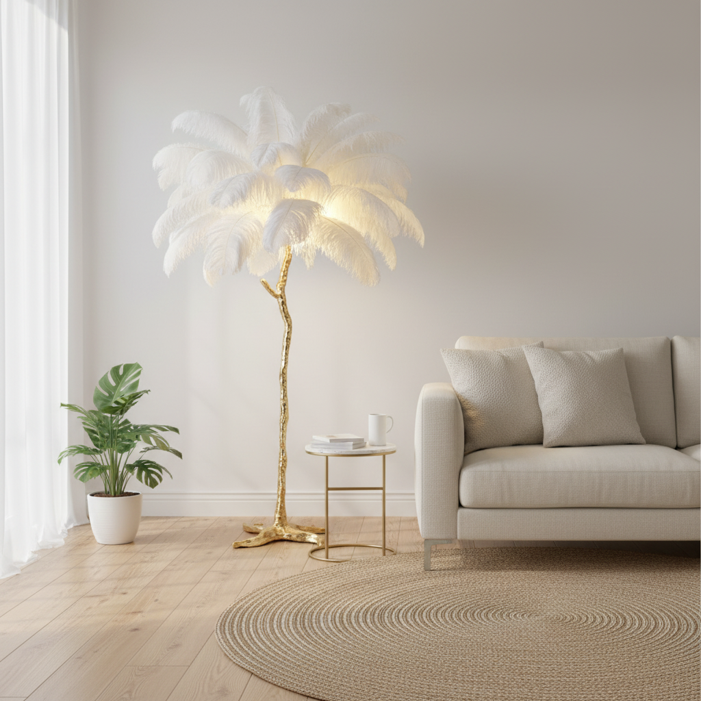 Nordic Ostrich Feather Floor Lamp For Living Room