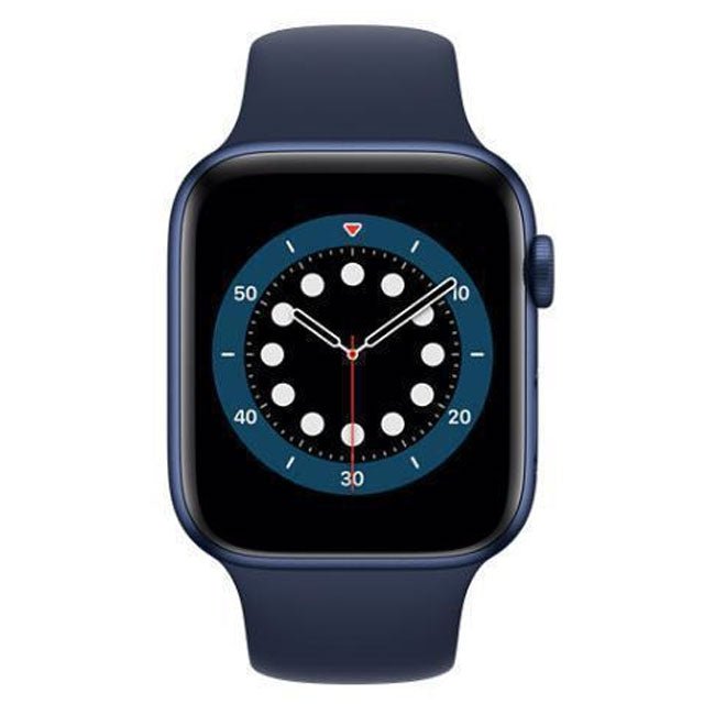 Refurbished Apple Watch Series 6 40mm Cellular smartwatch with black band, unlocked, displayed on a white background.