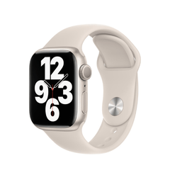 Refurbished Apple Watch Series 7 41mm smartwatch with sleek display and digital crown, black band, showcasing its modern design.