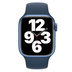 Refurbished Apple Watch Series 7 41mm smartwatch with black sport band, showcasing sleek design and digital display.