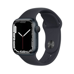 Refurbished Apple Watch Series 7 41mm Cellular smartwatch in space gray with digital display and health tracking features.