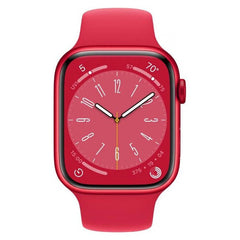Refurbished Apple Watch Series 8 45mm smartwatch with sleek display and sporty band, showcasing its modern design.