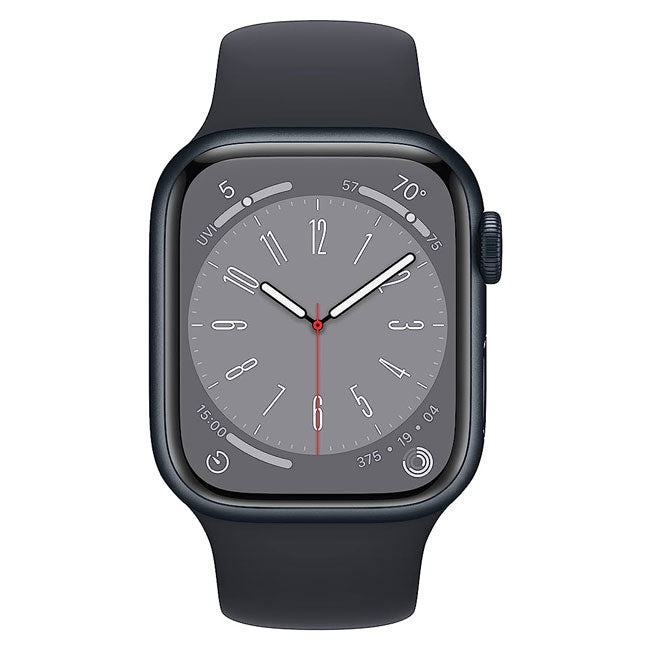 Refurbished Apple Watch Series 8 45mm smartwatch with sleek display and digital crown, in a clean, modern design.