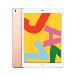 Refurbished iPad 7 (2019) with 128GB storage, Wi-Fi + Cellular, unlocked, showing the device with a sleek screen and silver finish.