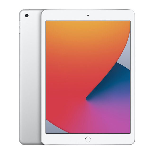 Refurbished iPad 7 (2019) 128GB Wi-Fi + Cellular tablet from RefurbPhone, showing the silver front with screen and side profile.