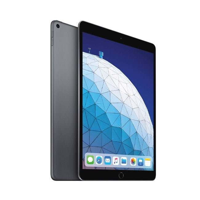Refurbished iPad Air 3 tablet with 256GB storage, Wi-Fi and cellular, unlocked, shown with screen and side view