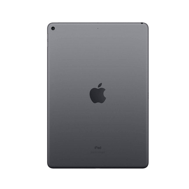 Refurbished iPad Air 3 tablet with 256GB storage and Wi-Fi, shown in space gray with screen on displaying app icons.