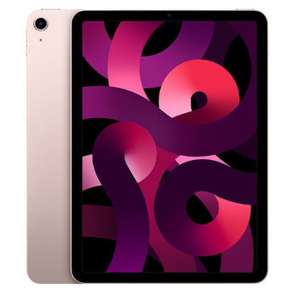 Refurbished iPad Air 5 (2022) 256GB Wi-Fi + Cellular tablet by RefurbPhone, showing the sleek silver design with screen on.
