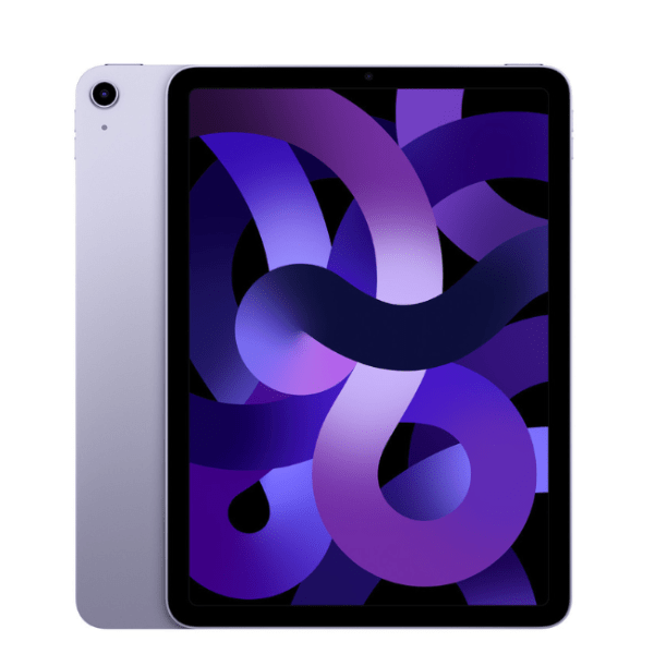 Refurbished iPad Air 5 (2022) 256GB Wi-Fi + Cellular tablet by RefurbPhone, showing the sleek silver device with screen on