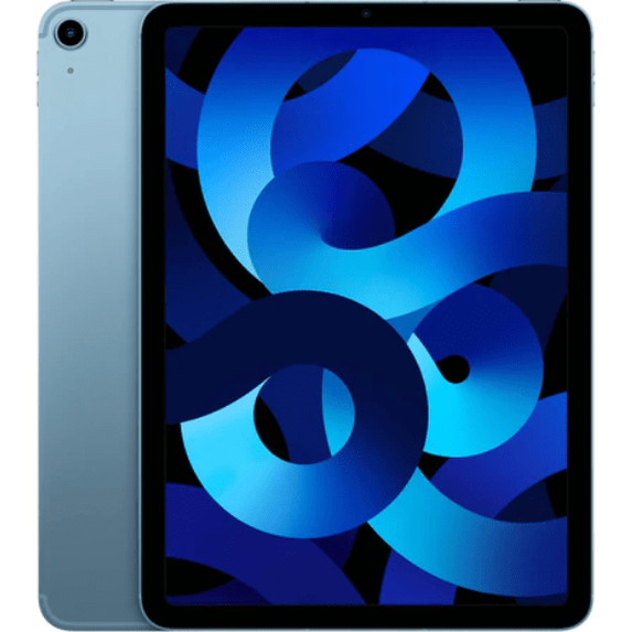 Refurbished iPad Air 5 (2022) 64GB WiFi tablet by RefurbPhone, showing the sleek silver design and screen display.