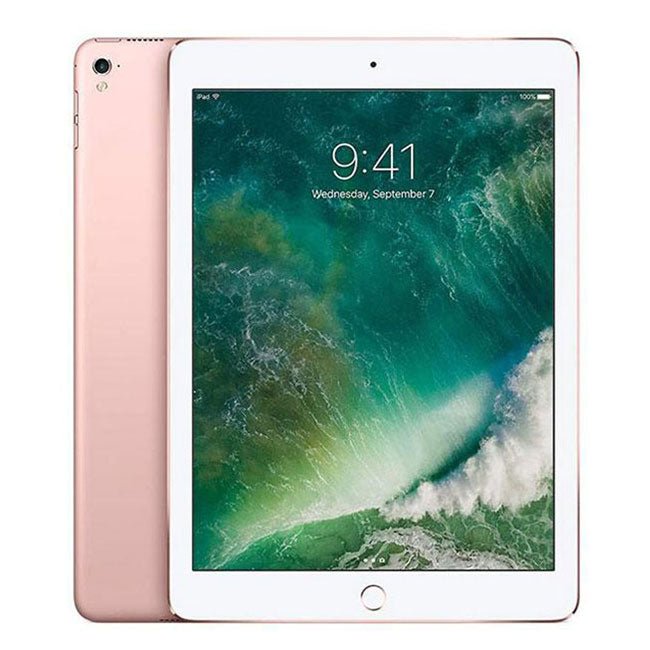 Refurbished iPad Pro 9.7 with 128GB Wi-Fi from RefurbPhone, showing the tablet's sleek screen and silver design.