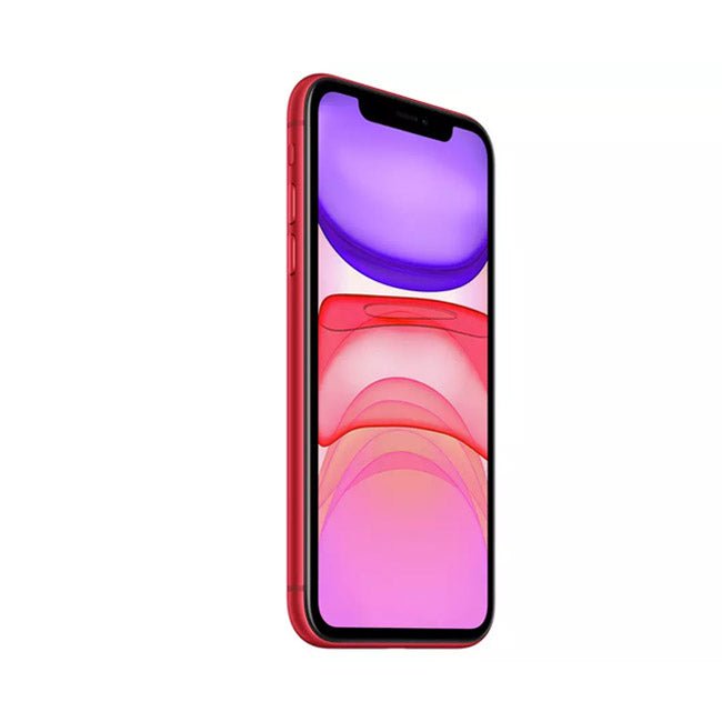 Refurbished iPhone 11 with 128GB storage, unlocked mobile phone from RefurbPhone showing front and back views