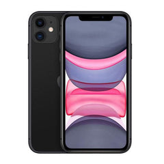 Refurbished iPhone 11 with 64GB storage, unlocked, showing front and back view in a sleek design by RefurbPhone.
