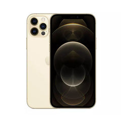 Refurbished iPhone 12 Pro with 128GB storage, unlocked mobile phone from RefurbPhone, showing front and back views.