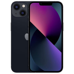 Refurbished iPhone 13 with 128GB storage in space gray, unlocked, showing front screen and sleek design.