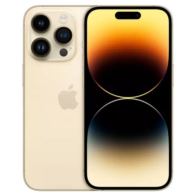 Refurbished iPhone 14 Pro with 256GB storage, unlocked, showing front screen and sleek design by RefurbPhone.