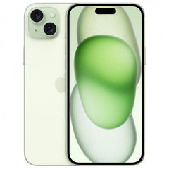 Refurbished iPhone 15 Plus with 256GB storage, unlocked, showing the screen with app icons and sleek design.