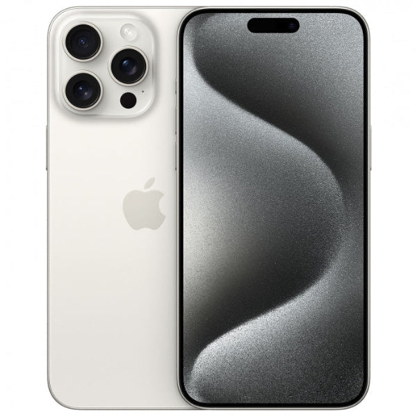 Refurbished iPhone 15 Pro Max 256GB unlocked mobile phone showing front display with sleek design and screen icons.
