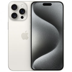 Refurbished iPhone 15 Pro Max 256GB unlocked mobile phone showing front display with sleek design and screen icons.