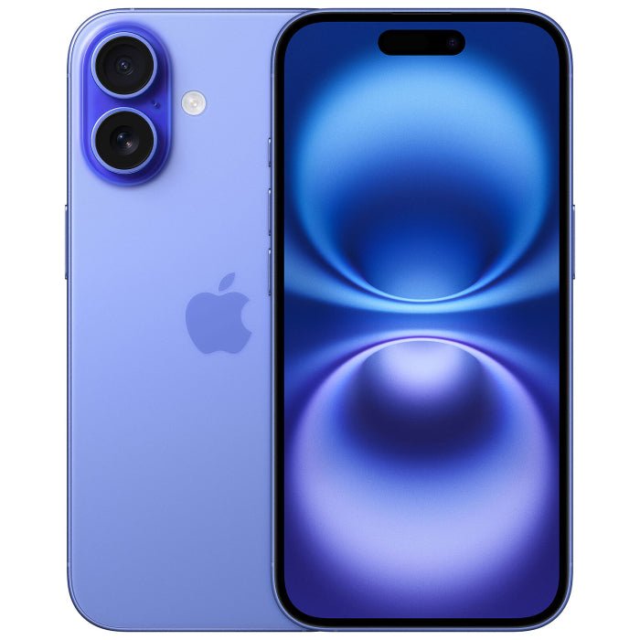 Refurbished iPhone 16 Plus with 128GB storage, unlocked, showing the front display with app icons and sleek design.