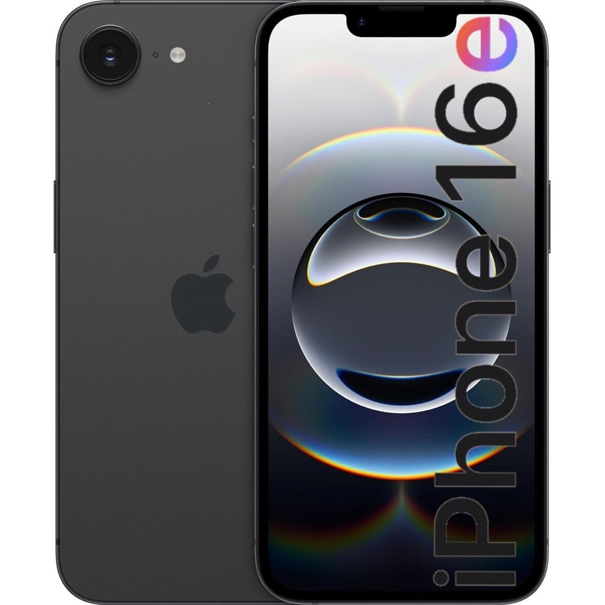 Refurbished iPhone 16e with 256GB storage, unlocked mobile phone by RefurbPhone showing front view with screen on