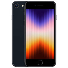 Refurbished iPhone SE 2022 64GB unlocked smartphone by RefurbPhone, showing front display with sleek design and home button.