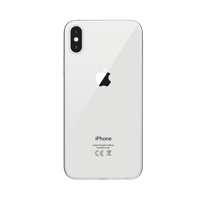 Refurbished iPhone X with 256GB storage, unlocked mobile phone by RefurbPhone, showing front screen and sleek design.