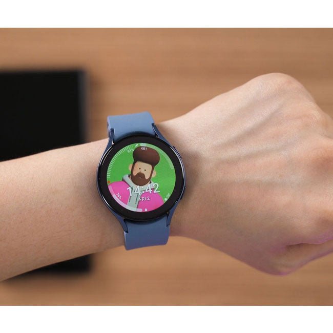 Refurbished Samsung Galaxy Watch 5 40mm cellular smartwatch with a black band and digital display, unlocked for use.