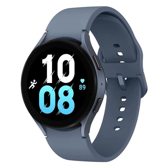 Refurbished Samsung Galaxy Watch 5 40mm cellular smartwatch with black band and digital display, unlocked for use.