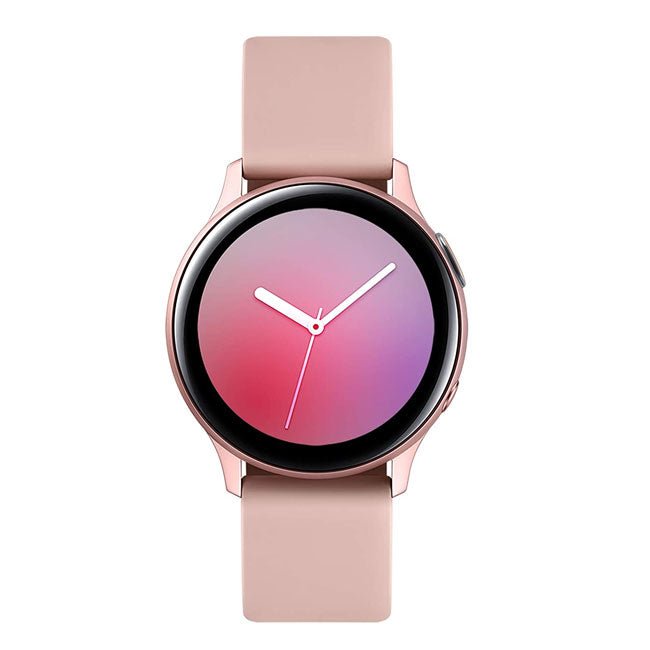 Refurbished Samsung Galaxy Watch Active 2 40MM 4G smartwatch with black band, digital display, and health tracking features.