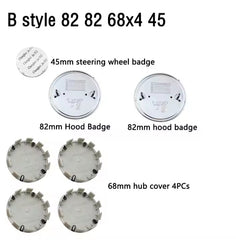 BMW Emblem Badge 7pcs Set: Front + Rear + Centre Caps + Decal